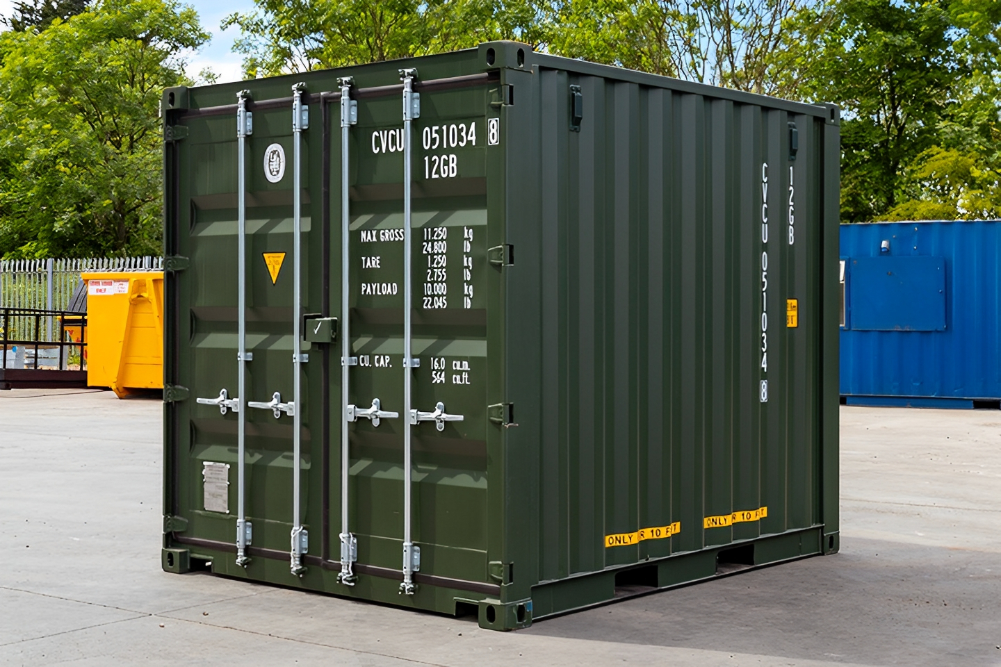 10Ft X 8Ft Shipping Container (One Trip) - Green - M-W Containers