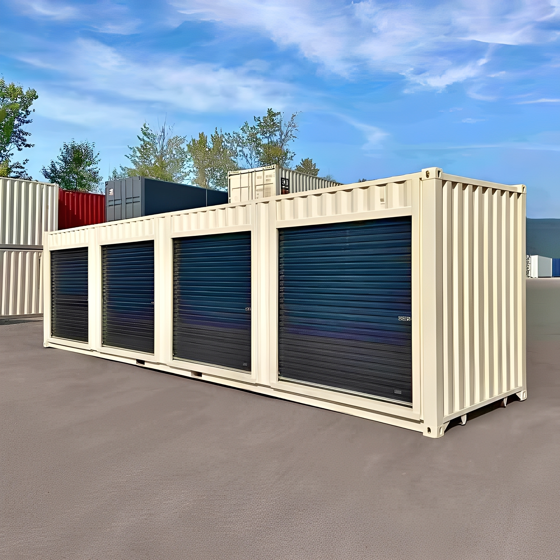 40ft High Cube Shipping Container With 4 Roll-Up Doors - M-W Containers
