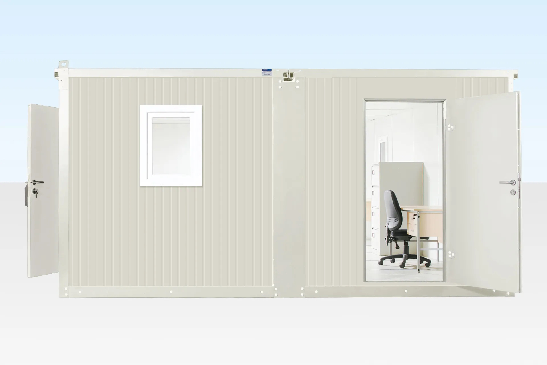 6.5M X 4.6M Side Linked Flat Pack Container Office - Discover