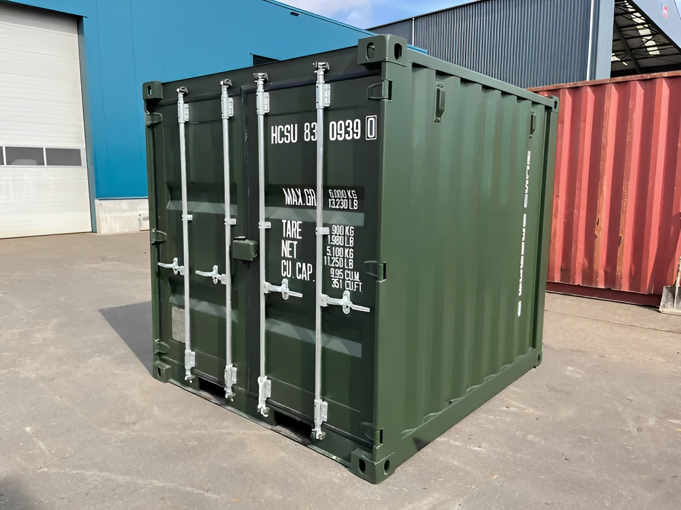 8Ft One Trip Shipping Container (Green) - M-W Containers