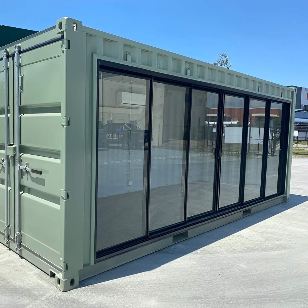 Modified 20FT container office with Glass door & AC - M-W Containers